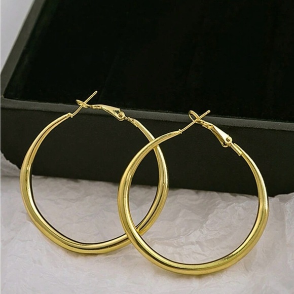 Gold Hoop Earrings (Featured on live show) - Picture 2 of 3